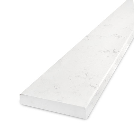 Dorpel binnendeur kwartscomposiet - Marmerlook wit - Gepolijst - 2 cm dik - OP MAAT - Binnendorpel / deurdorpel binnen / binnendeur vloerdorpel - Quarts / quartz composiet - Bianco Carrara marmer optiek