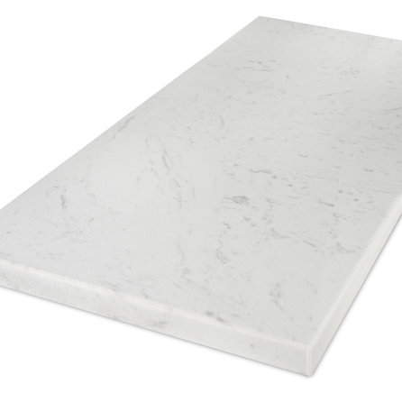 Blad marmercomposiet - Marmerlook wit - Gepolijst - 2 cm dik - OP MAAT - Tablet (meubelblad / werkblad / bovenblad) - Marmer composiet - Bianco Carrara marmer optiek