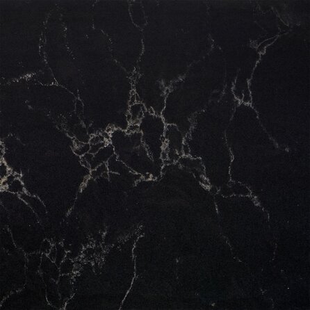 Sample - Kwartscomposiet - Marmerlook zwart - Gepolijst - 10x5x2 cm  - materiaal proefstuk / monster