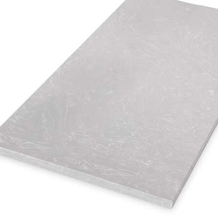 Blad marmercomposiet - Marmerlook lichtgrijs - Gepolijst - 2 cm dik - OP MAAT - Tablet (meubelblad / werkblad / bovenblad) - Marmer composiet