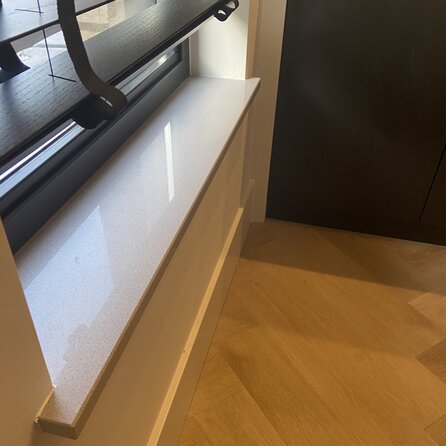 Sample - Marmercomposiet - Licht grijs - Gepolijst - 10x5x2 cm  - materiaal proefstuk / monster