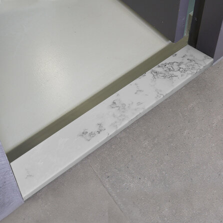 Sample - Kwartscomposiet - Marmerlook wit luxe - Gepolijst - 10x5x2 cm  - materiaal proefstuk / monster