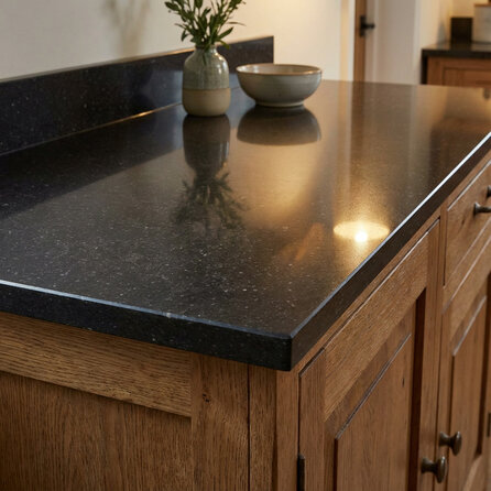 Blad kwartscomposiet - Arduin look - gepolijst - 2 cm dik - OP MAAT - Tablet (meubelblad / werkblad / bovenblad) - Quarts / quartz composiet - Donkergezoet blauwe steen optiek