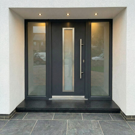 Buitendorpel vlak nero assoluto graniet - Gevlamd - 3 cm dik - OP MAAT - Waterkering / dorpel buitendeur - tuindeur - terrasdeur - voordeur - garagedeur - Absolute black / zwart graniet - Gebrand / anticato