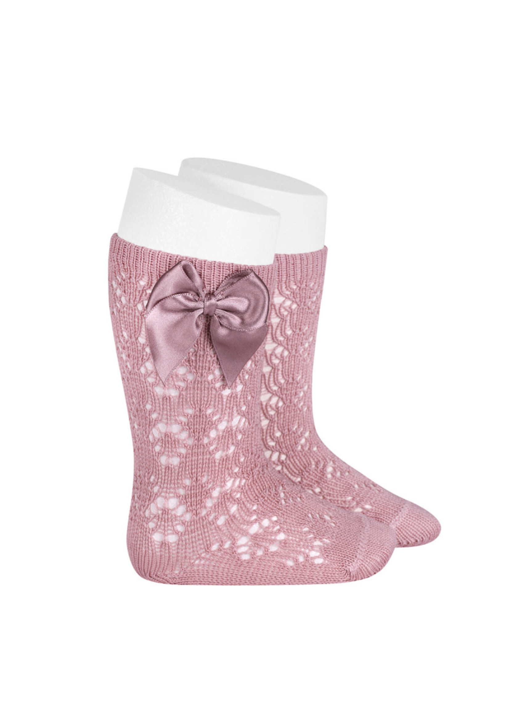 Condor Socks Open w/Bow - Pale Pink