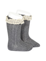 Condor Rib Knee High Socks Vintage - Gray