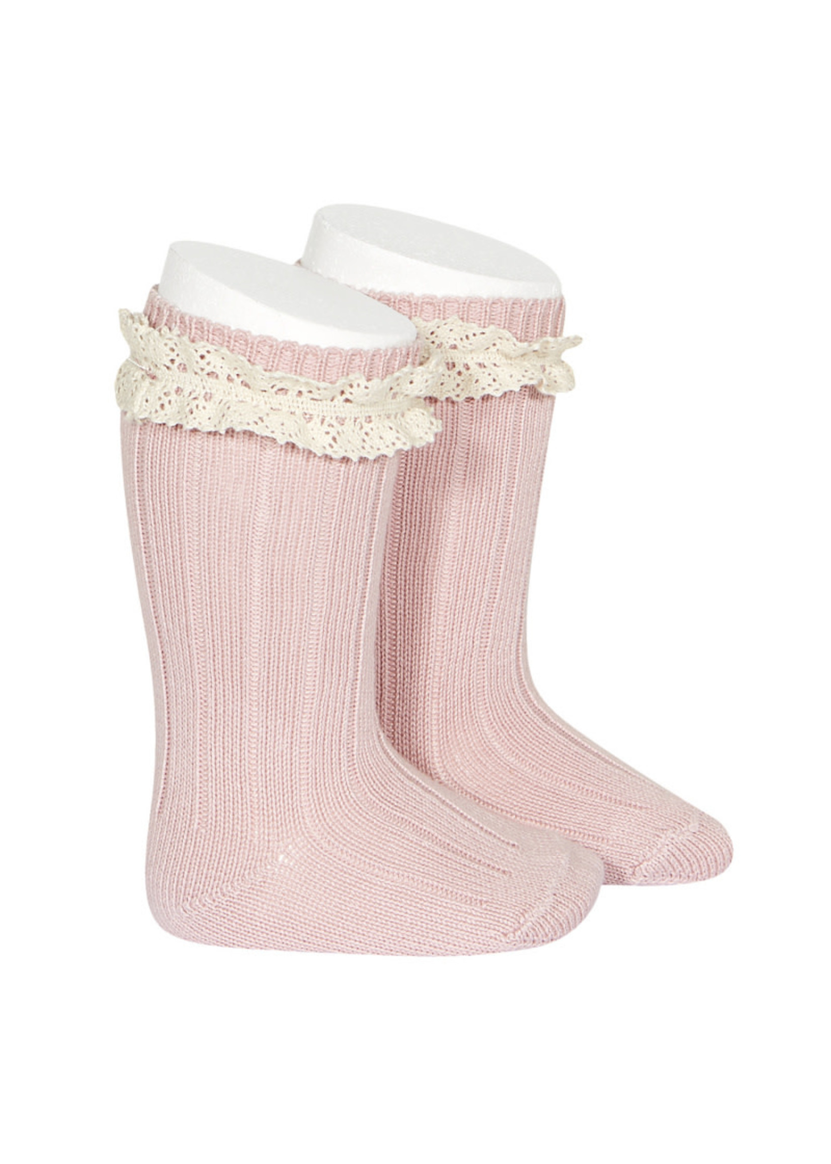 Condor Rib Knee High Socks Vintage - Pale Pink