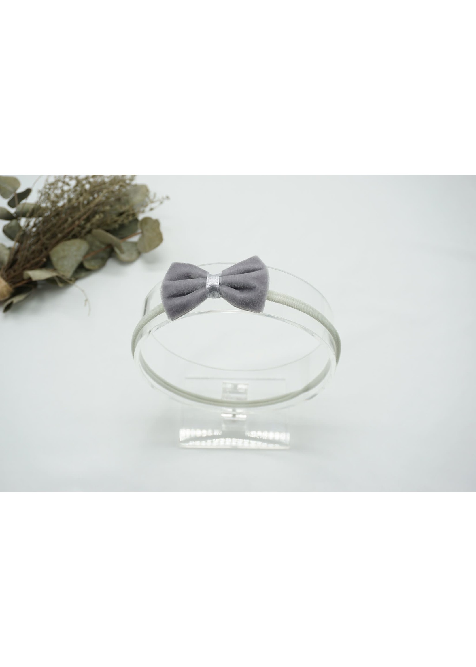 Newborn Hairbow Gray Velvet