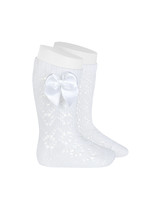 Condor Socks Open w/Bow - White