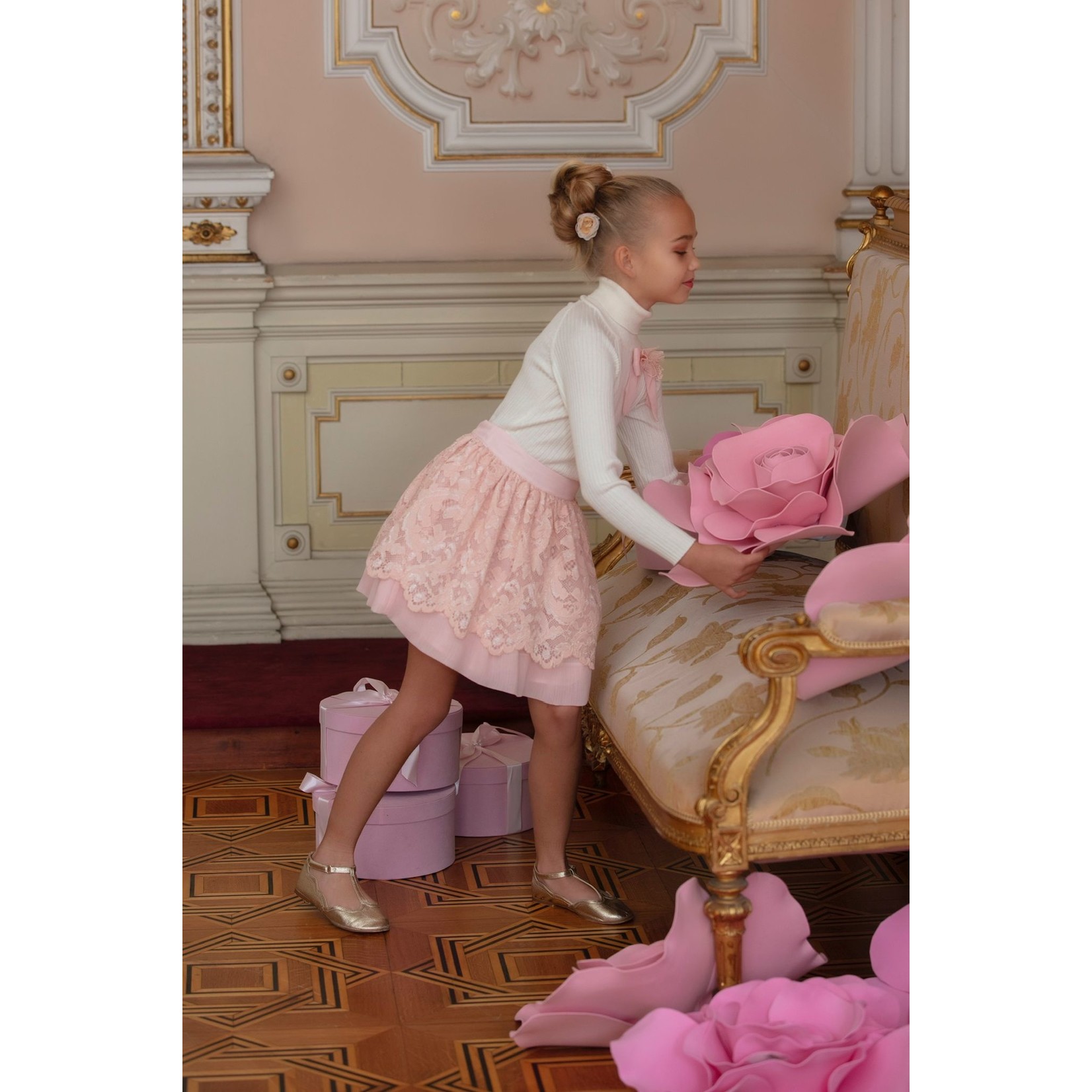 Patachou Skirt Light Pink Lace - Patachou