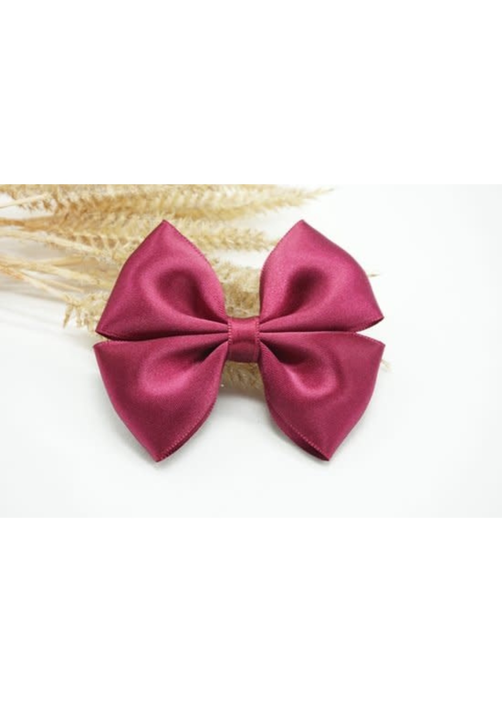 Petite Zara Satin Bow - Wine Red