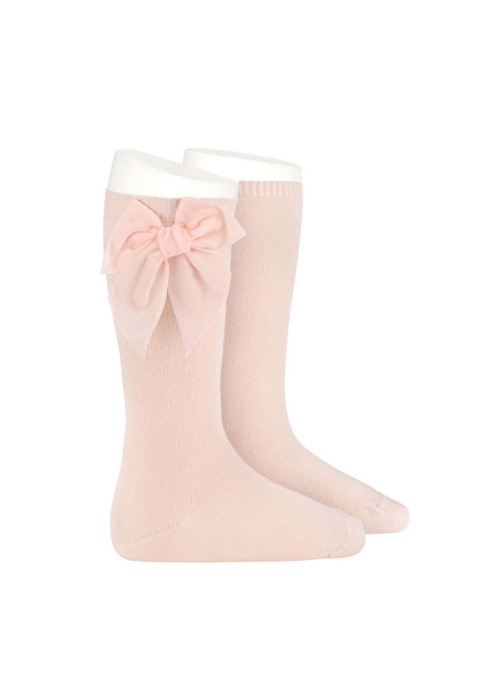 Condor Socks W/ Velvet Bow - Nude