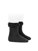 Condor Socks Velvet Ruffle - Black