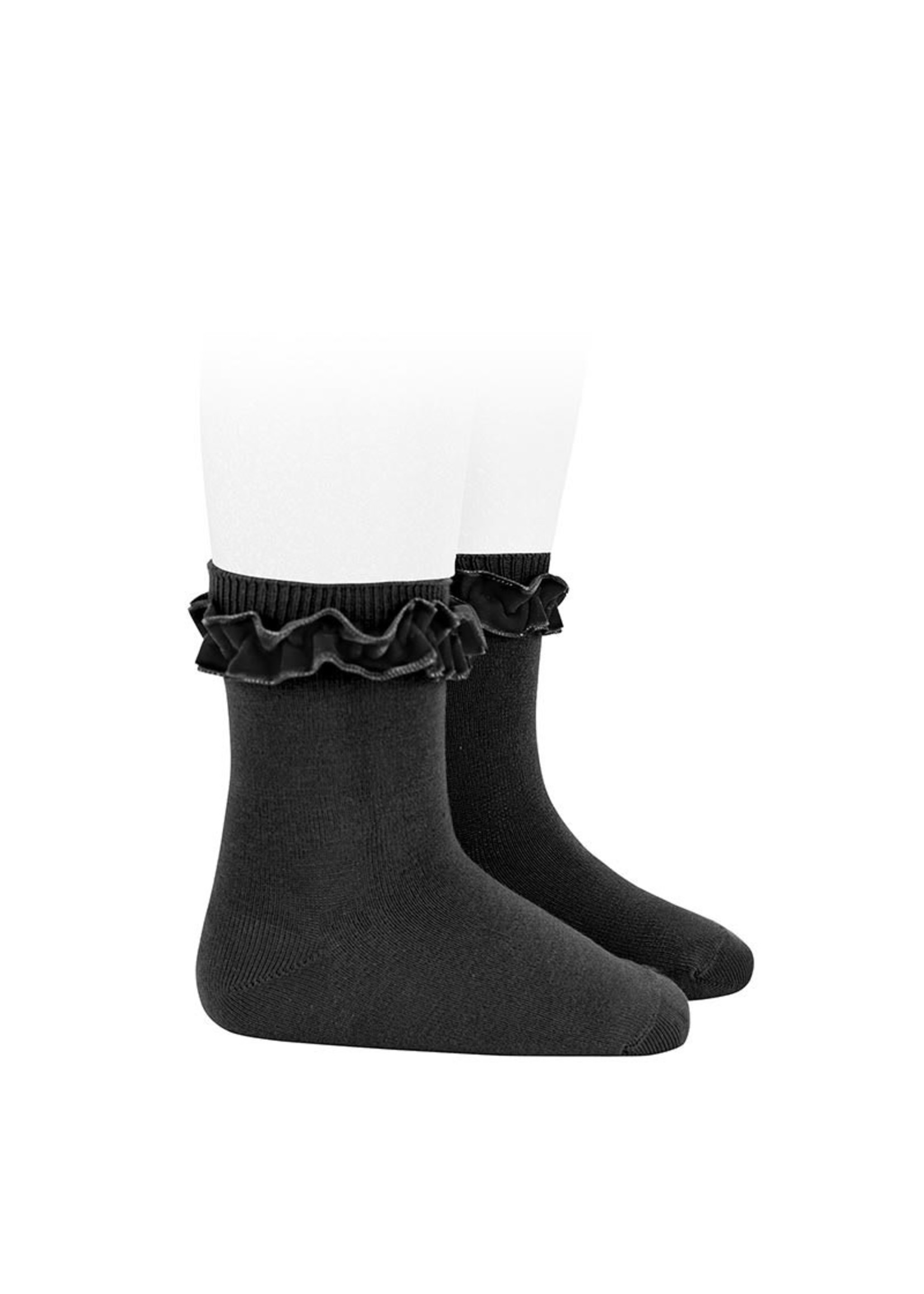 Condor Socks Velvet Ruffle - Black