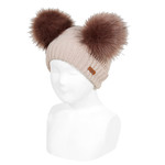 Condor Hat Knitted with Fake Fur PomPoms - Condor