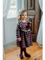 Petite Zara Tartan Dress Velvet Bow - Petite Zara