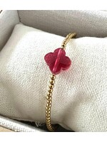 Bracelet Gold with Fuchsia Flower