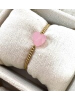 Bracelet Gold with Full Pink Heart