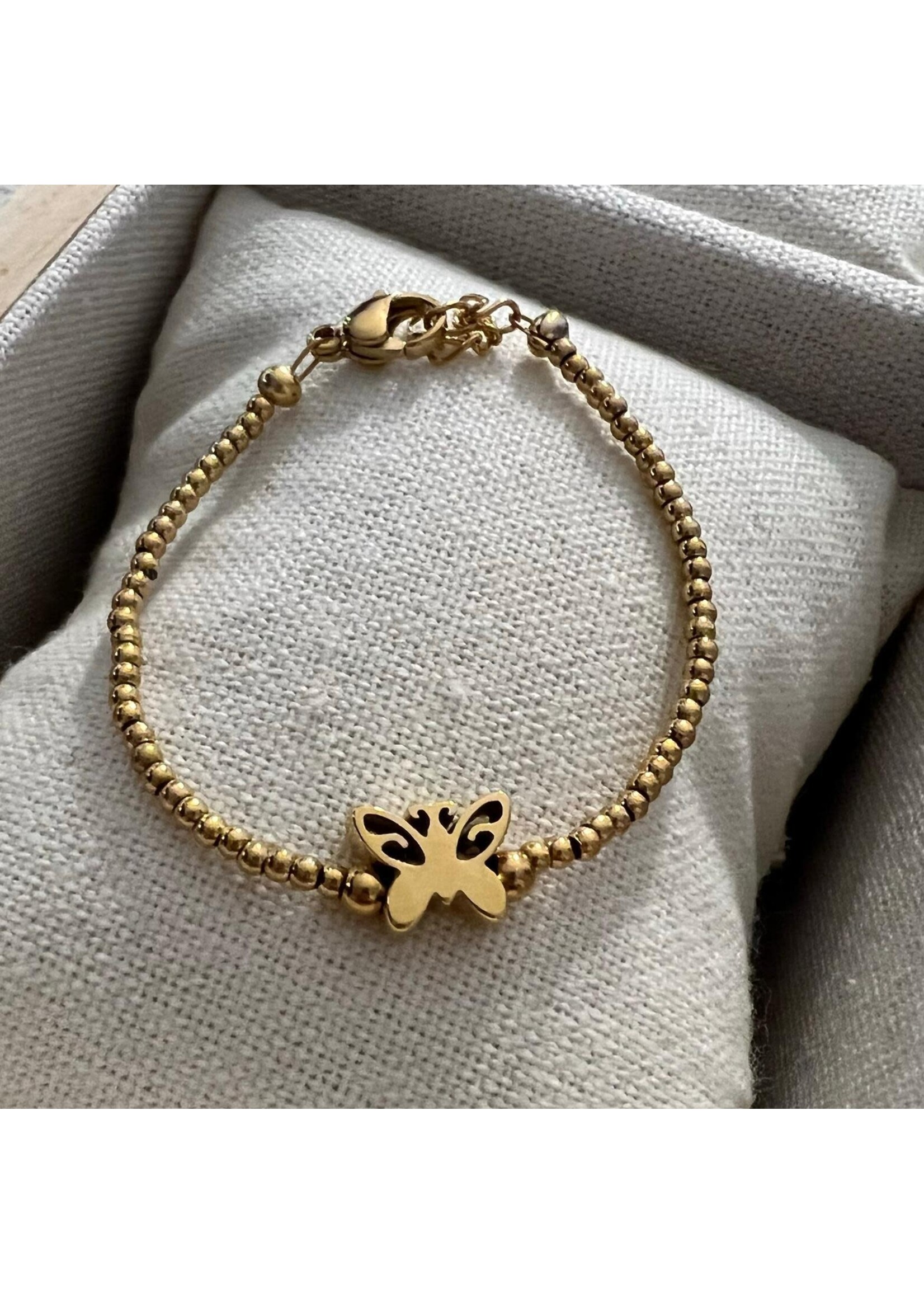 Bracelet Gold with Golden Butterfly