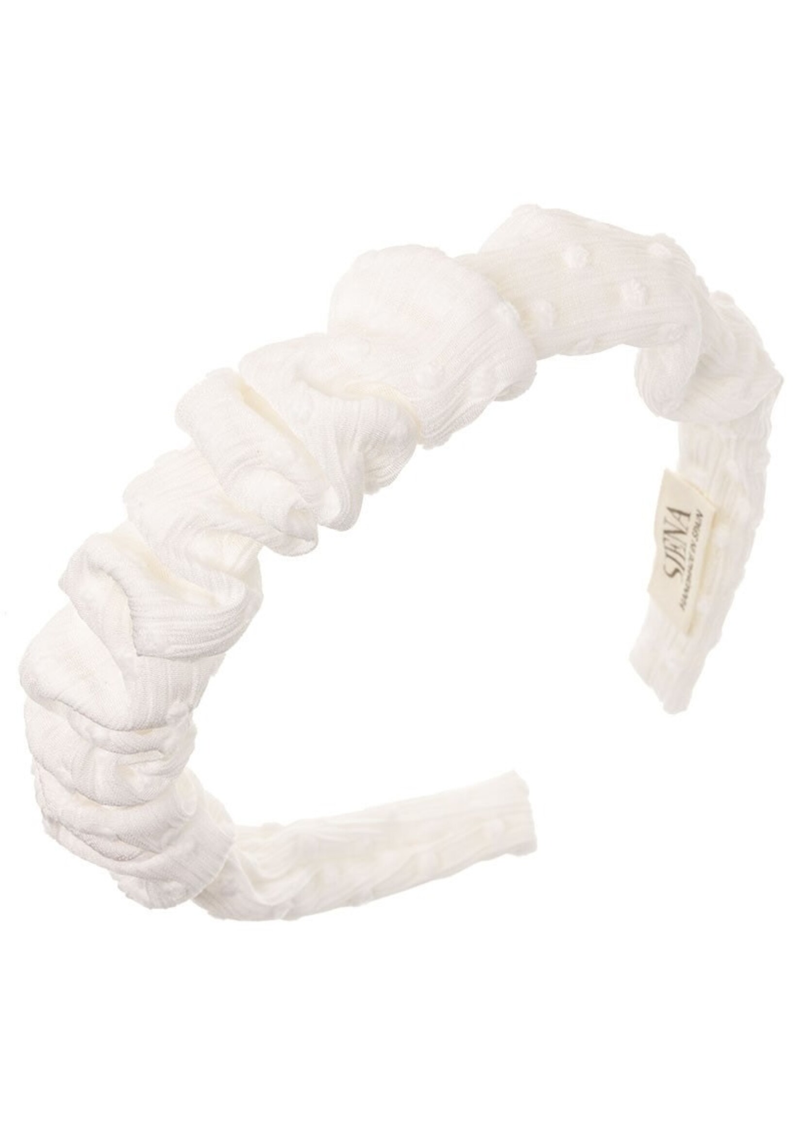 Siena Hairband Scrunchie Woven Polkadots - White