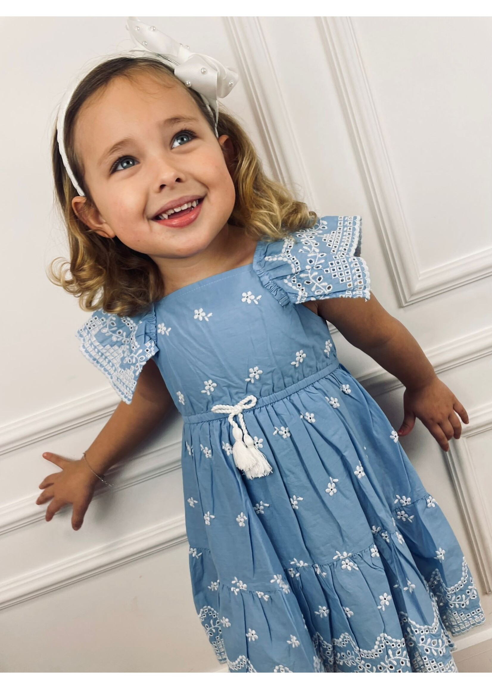 Mayoral Dress Embroidered Blue - Mayoral