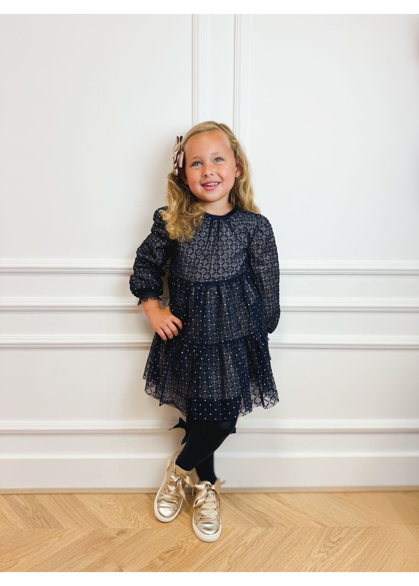 Mayoral Dress Luna Navy Gold dot - Mayoral