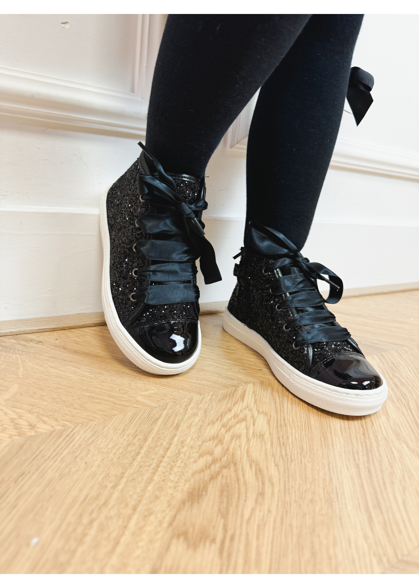 Andanines High Sneaker Glitter - Black