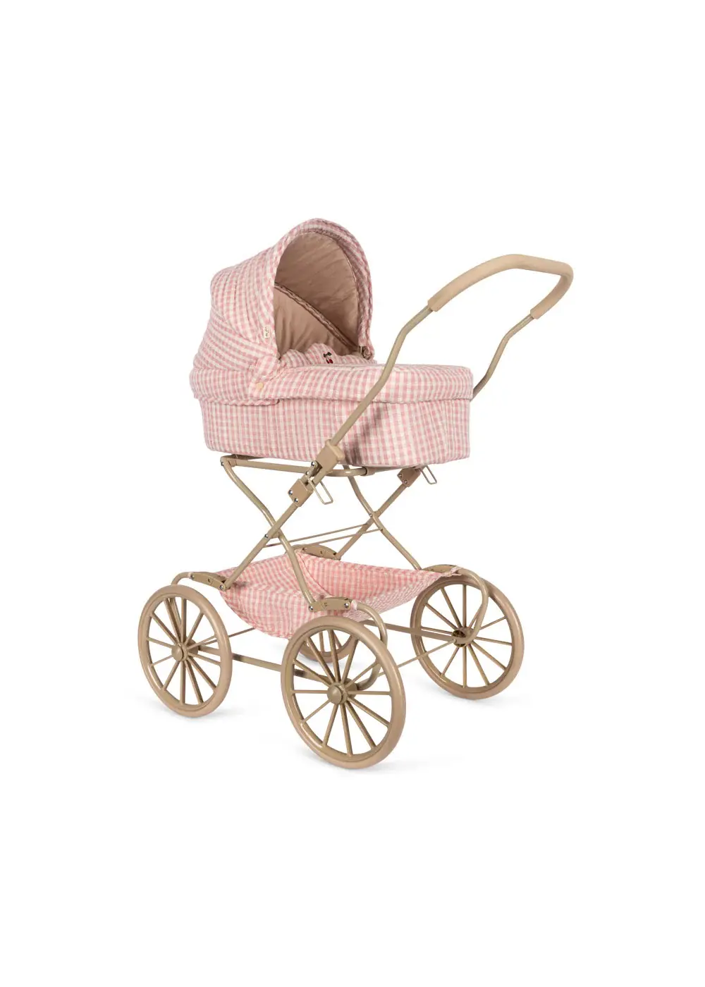 Doll Pram Powder Pink Check Konges Slojd