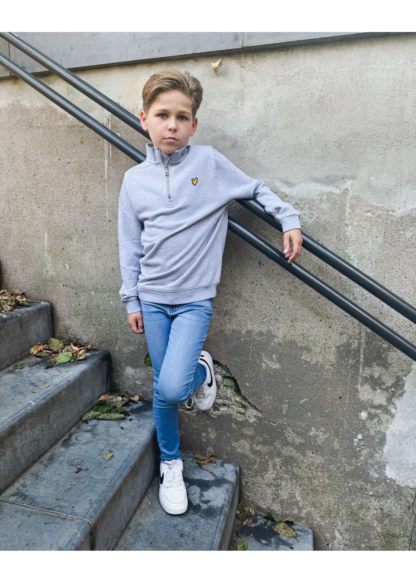 Quarter Zip Pullover Light Grey Marl Lyle Scott Petite Zara