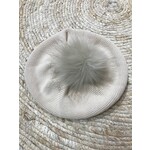 Condor Beret with faux fur giant pompom Linnen - Condor