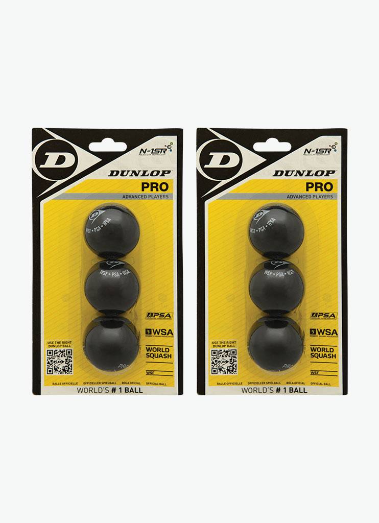 2 Dunlop Pro Squashbal (dubbele gele stip) - 3 Blister - Squashpoint