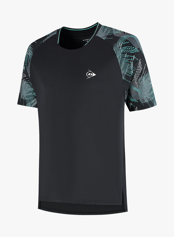 Dunlop Mens Game Tee 3 - Zwart / Wit / Lichtblauw