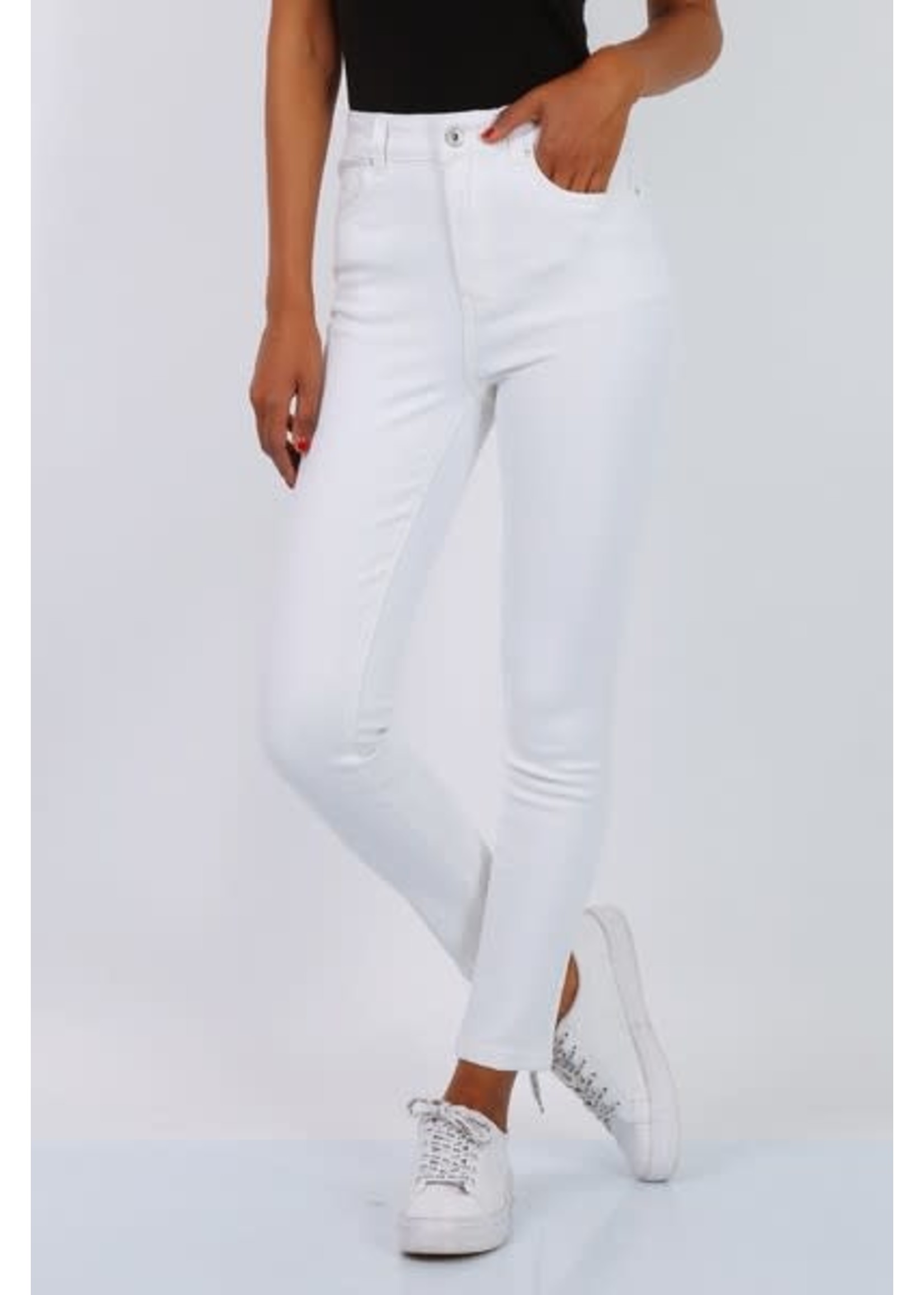 TOXIK Witte jeans met rits op de kuit