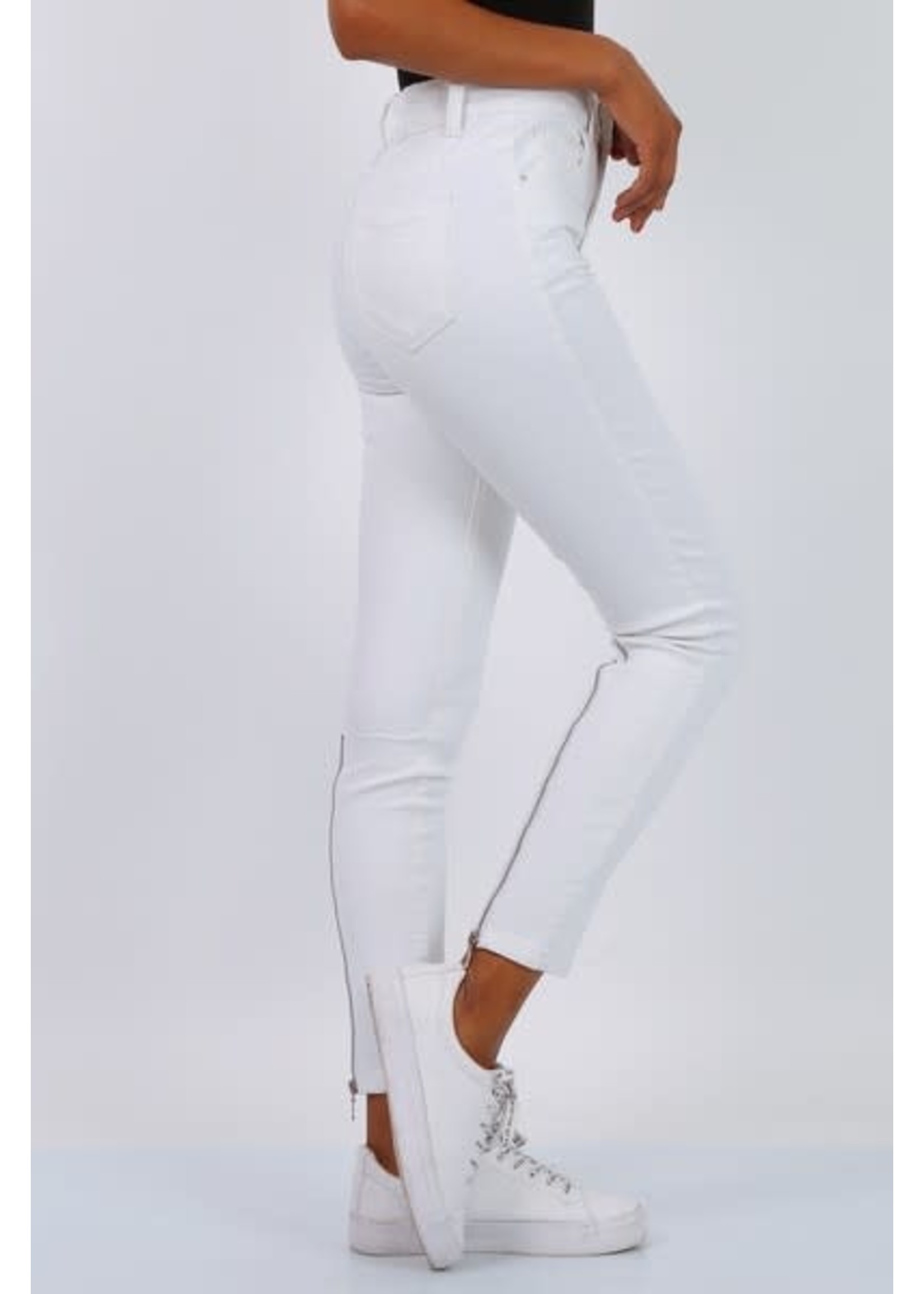 TOXIK Witte jeans met rits op de kuit