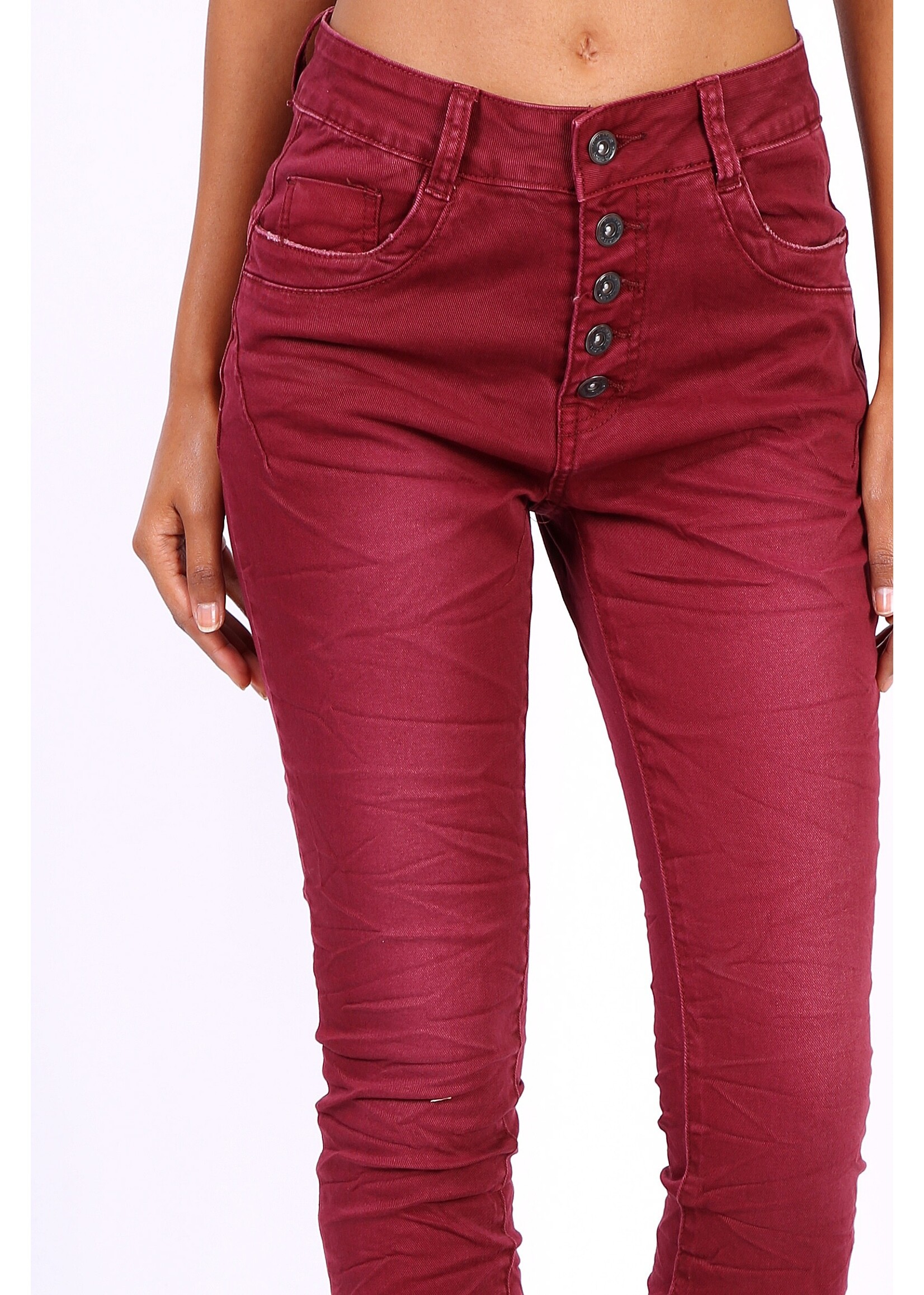 TOXIK Jeans met knoopsluiting Aubergine
