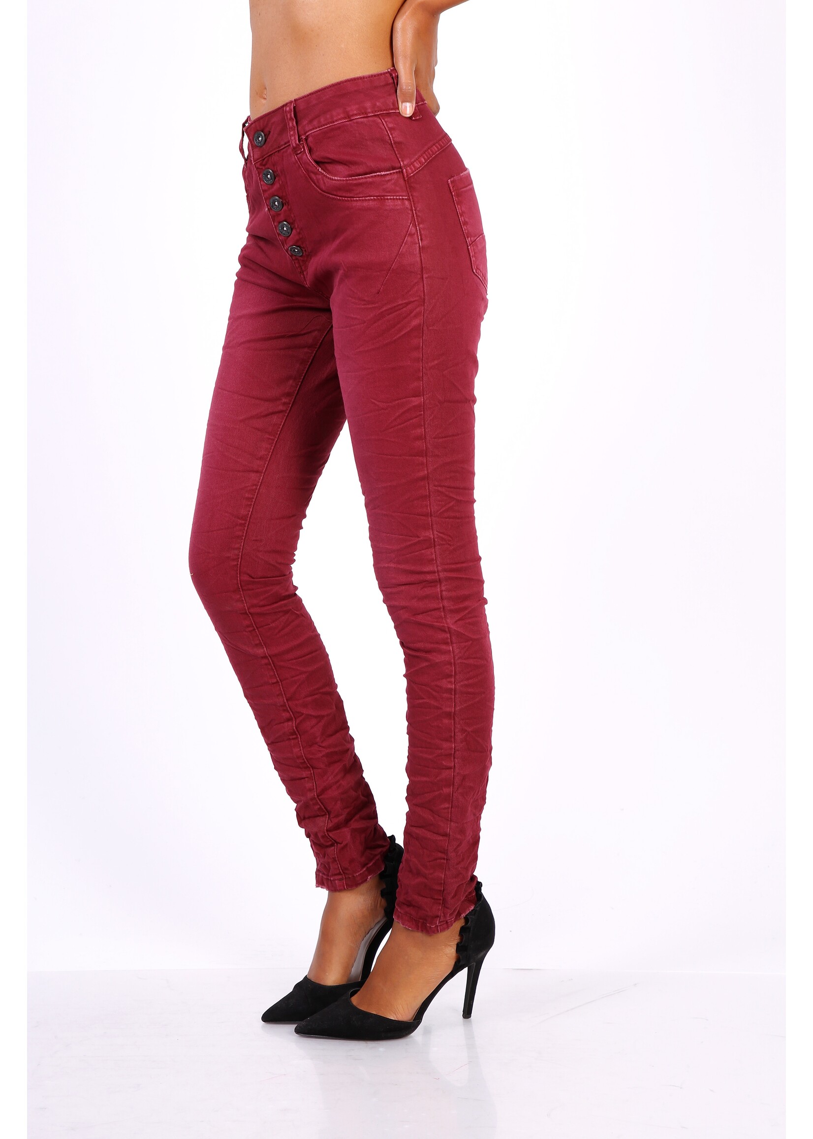 TOXIK Jeans met knoopsluiting Aubergine