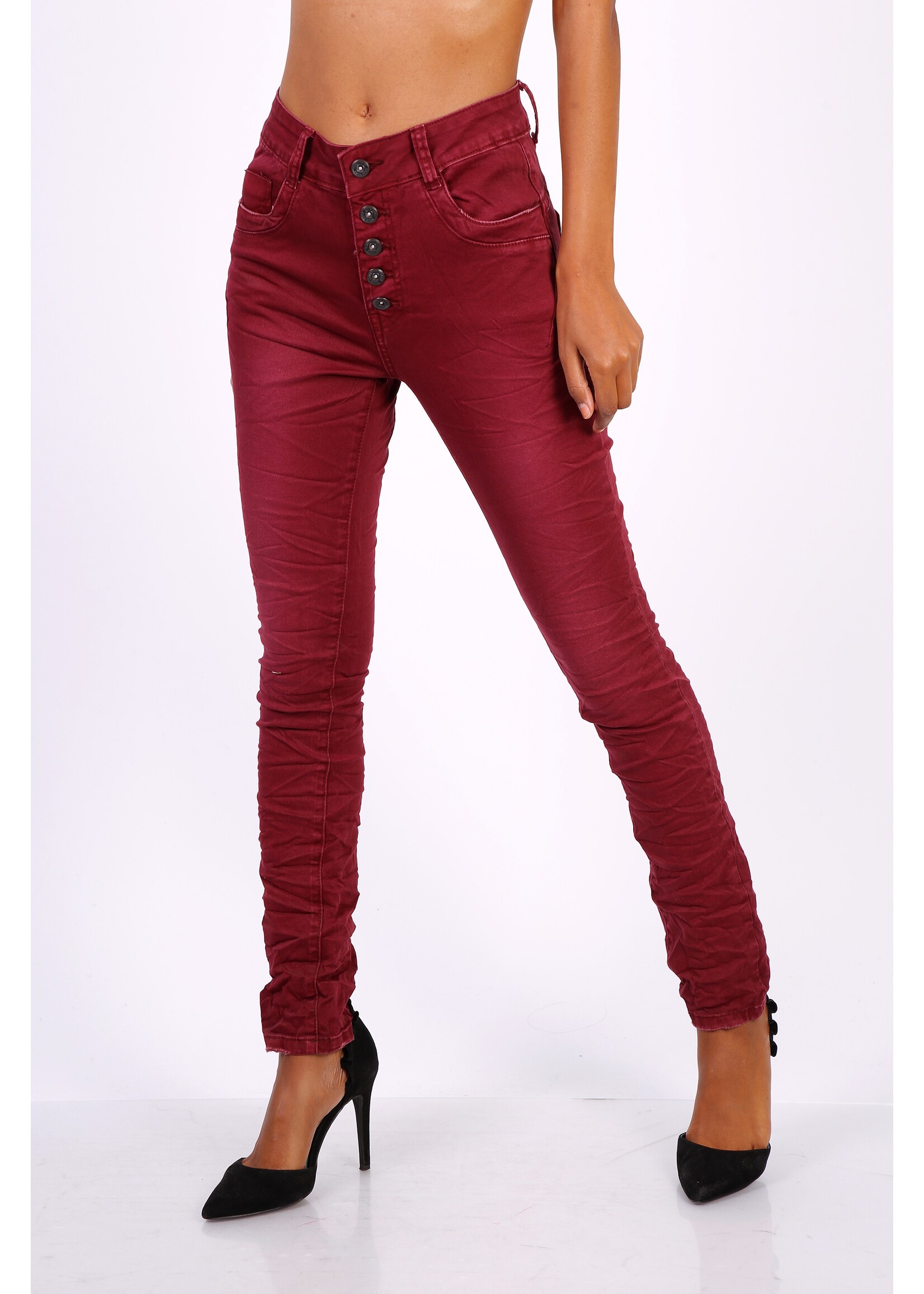 TOXIK Jeans met knoopsluiting Aubergine