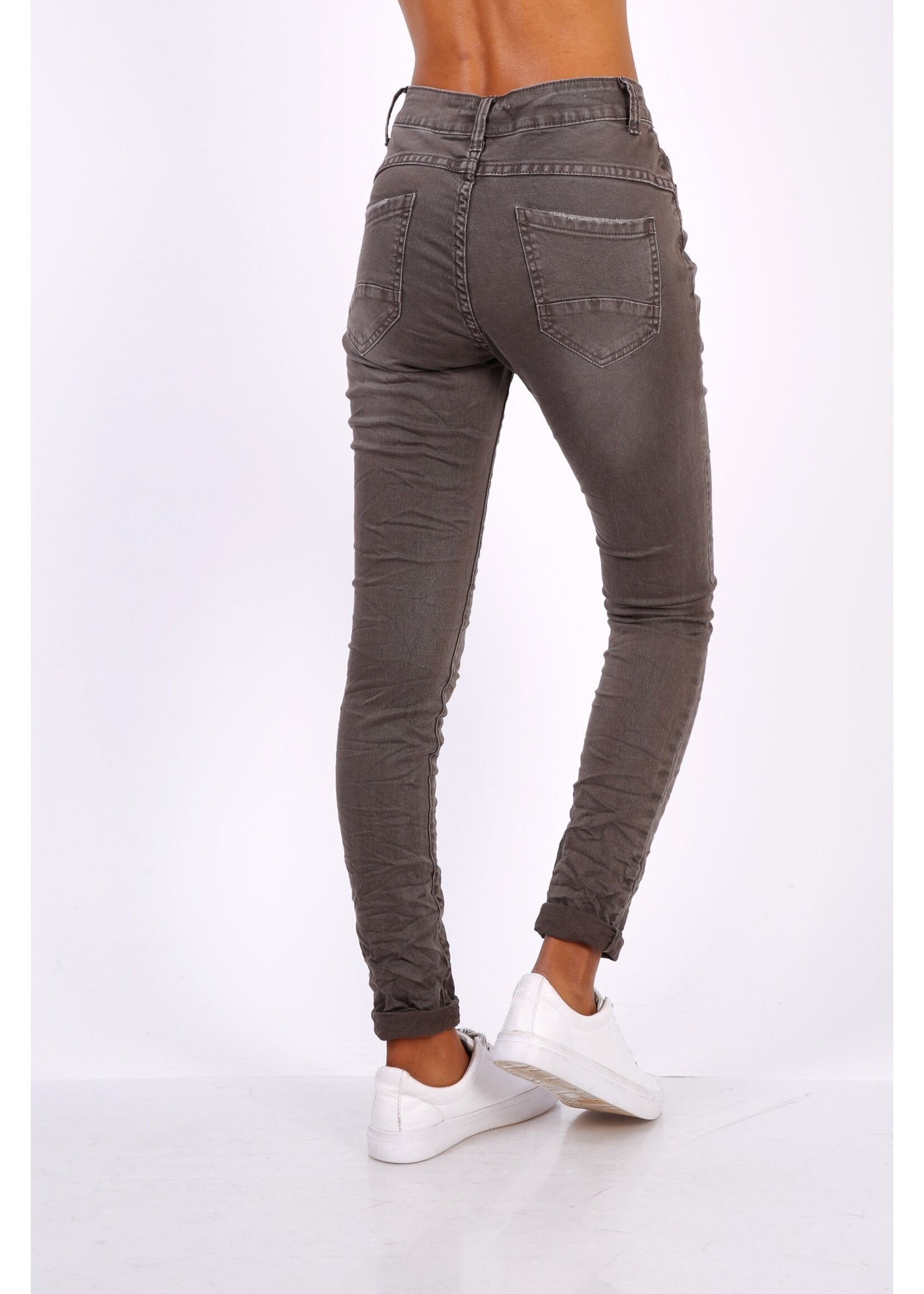 TOXIK Jeans Dark Grey met  knoopsluiting