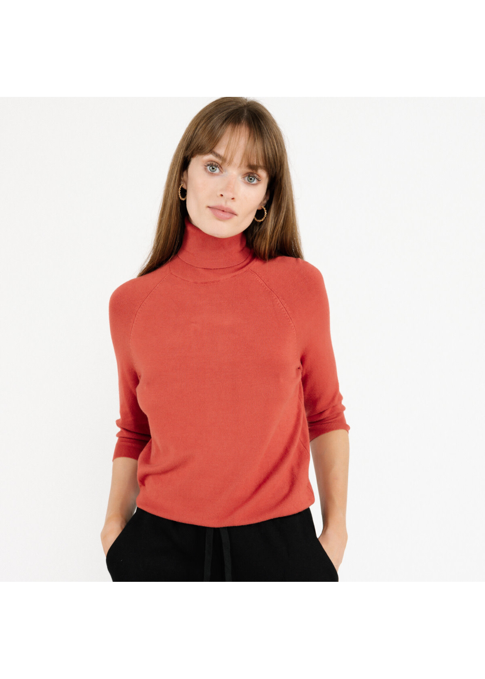 Turtle neck Terracotta halve mouw