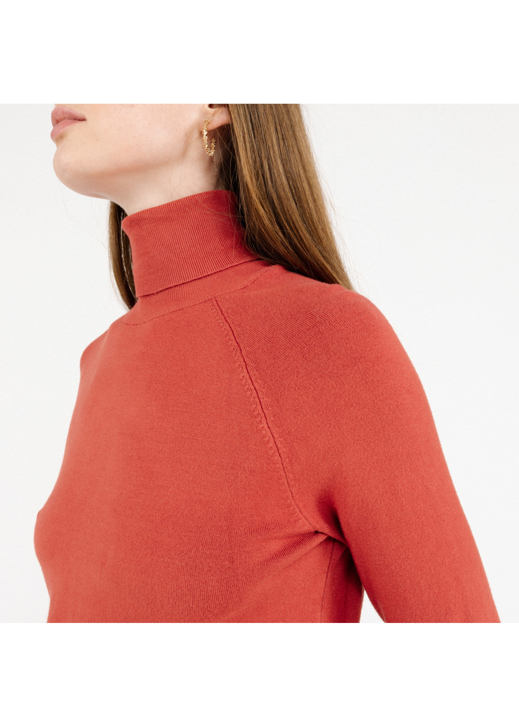 Turtle neck Terracotta halve mouw
