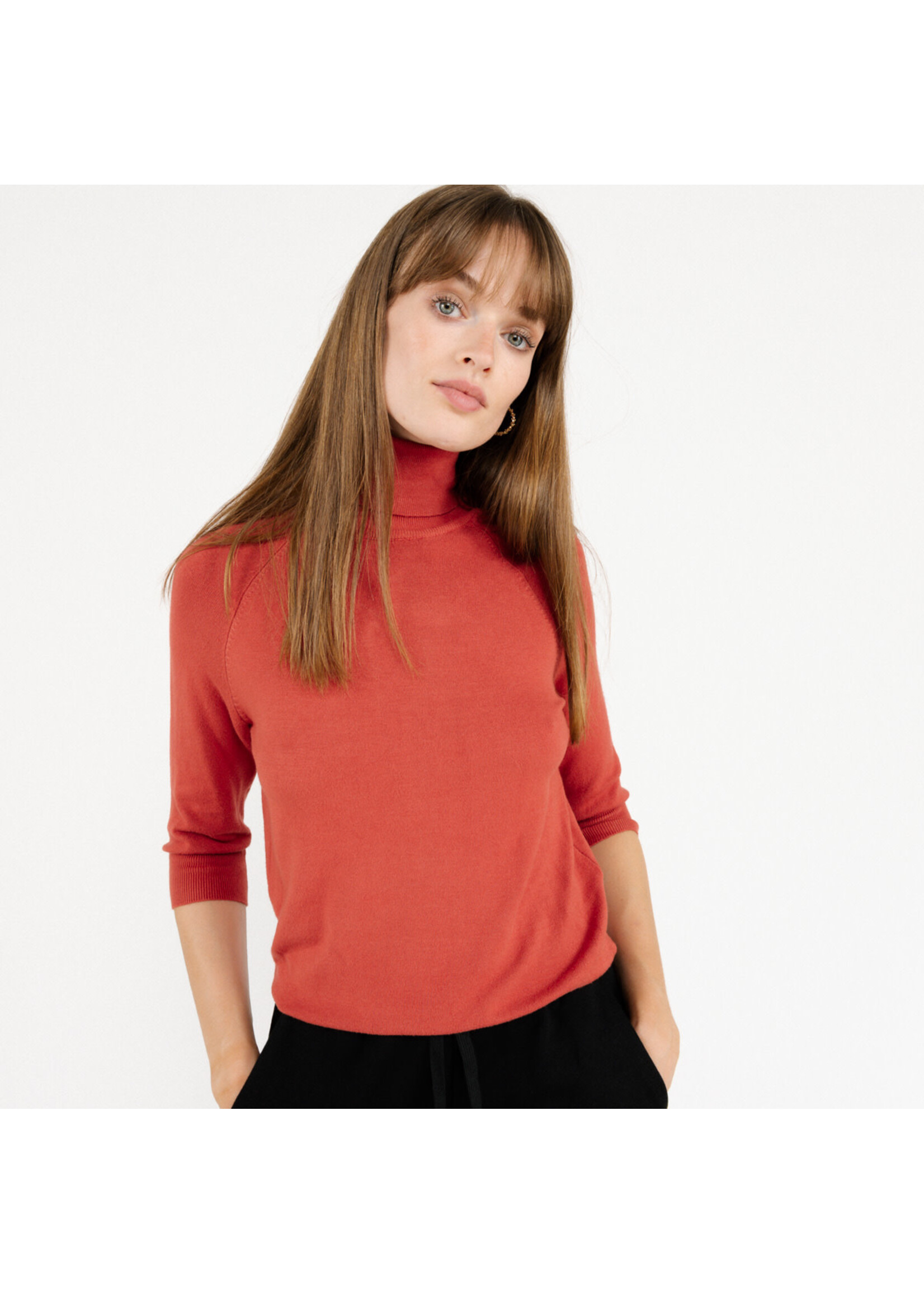 Turtle neck Terracotta halve mouw