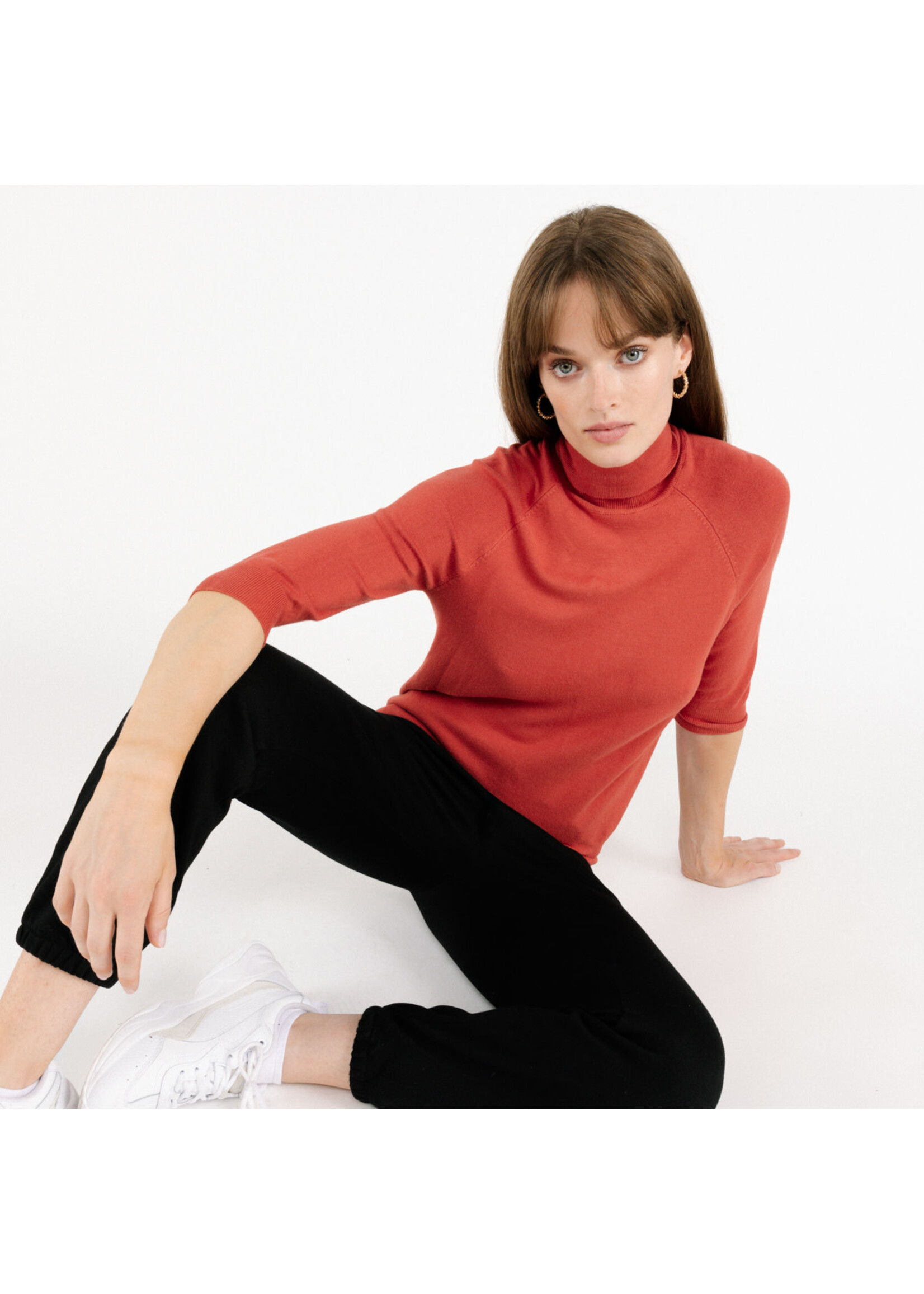 Turtle neck Terracotta halve mouw