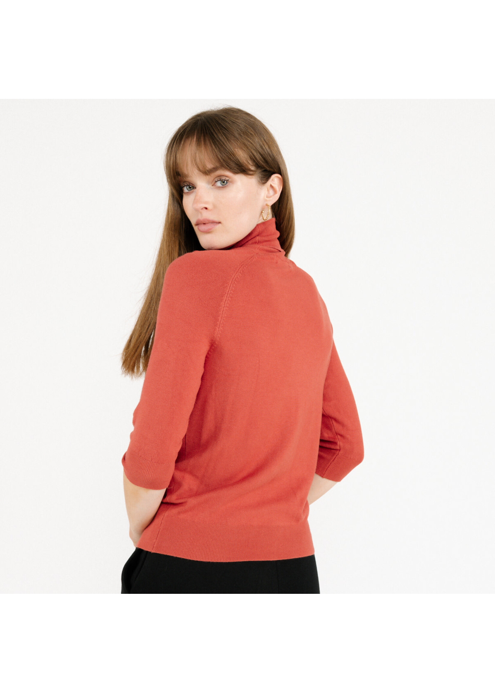 Turtle neck Terracotta halve mouw