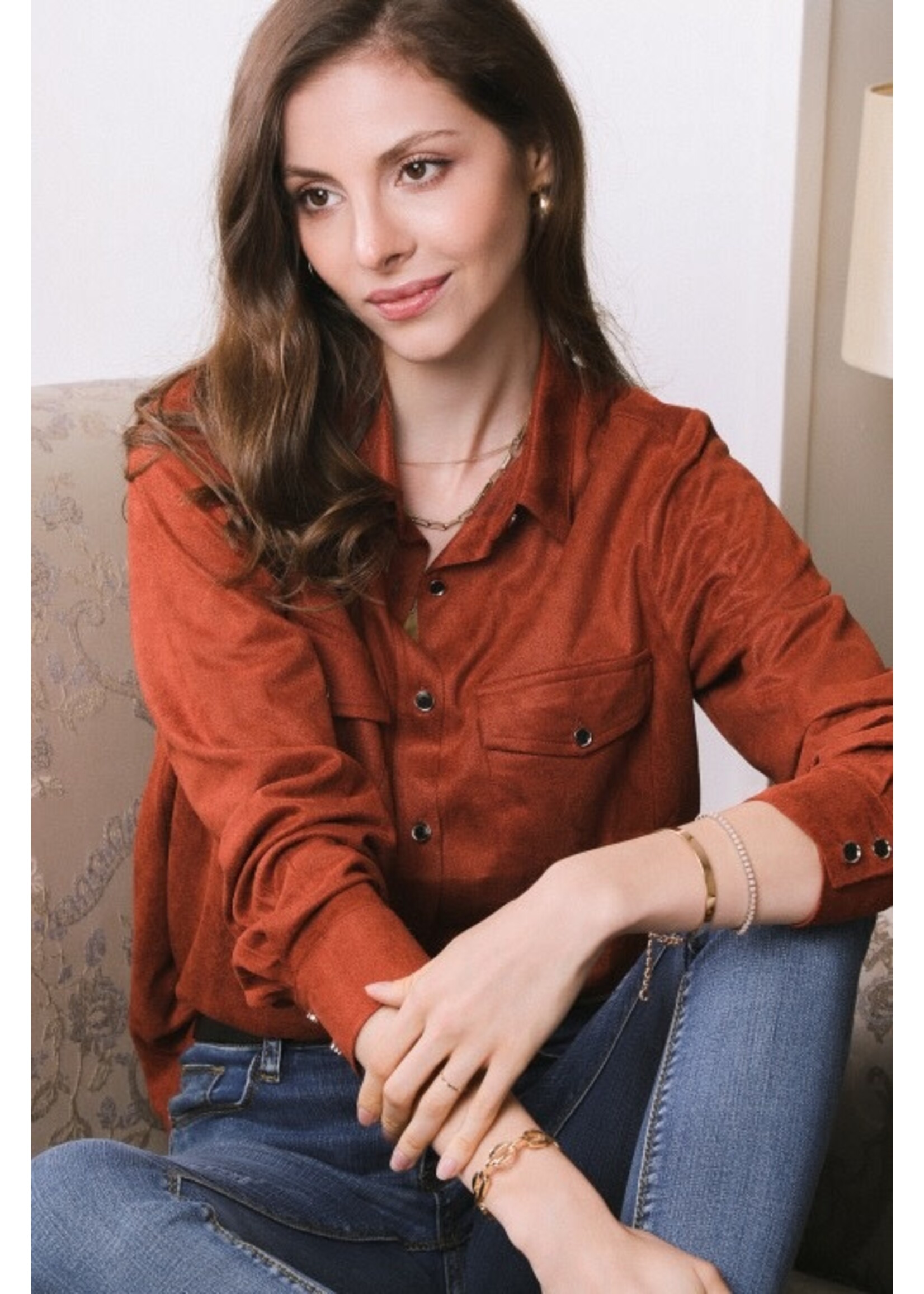 Blouse Perzik huid 100% Viscose Roest