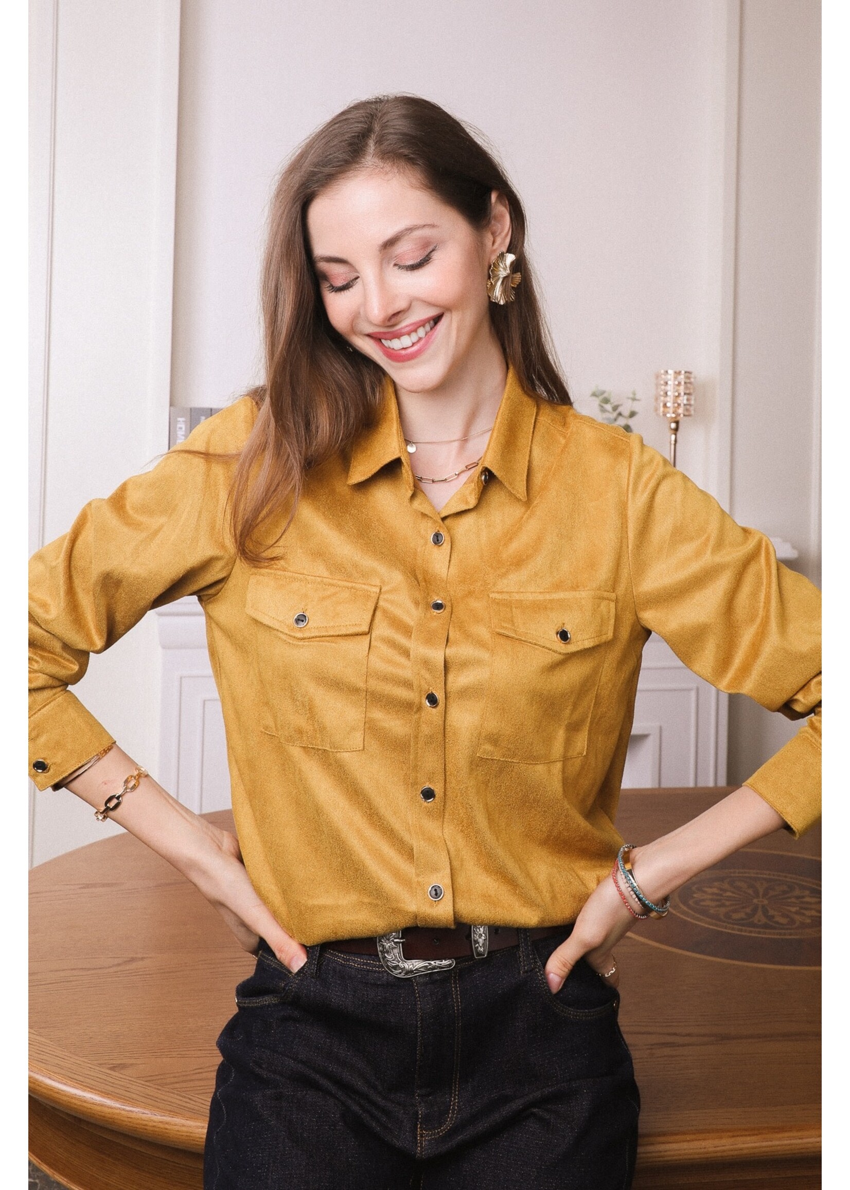 Blouse Perzik huid 100% Viscose Oker