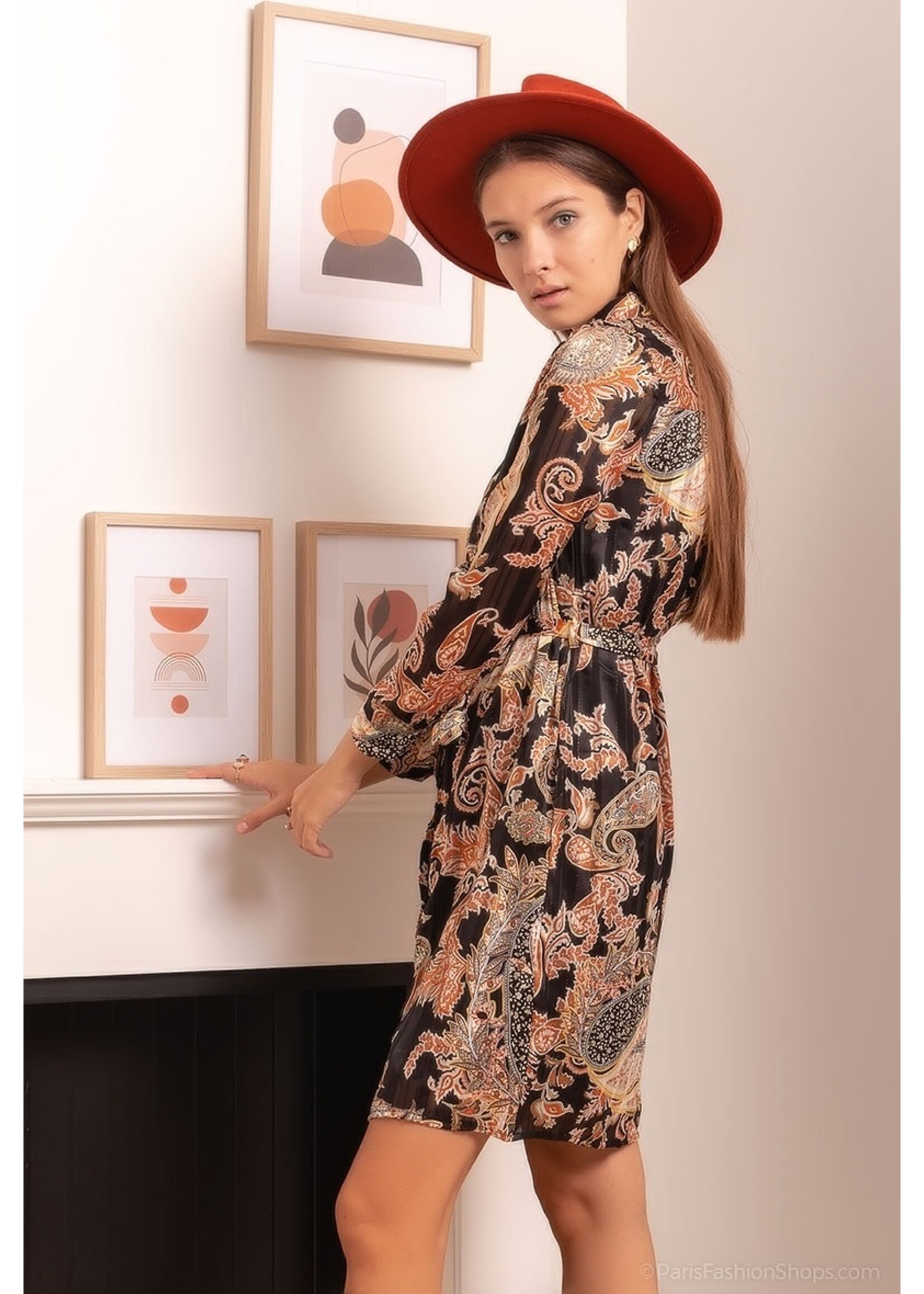 Dress Brons/Black met ceintuur