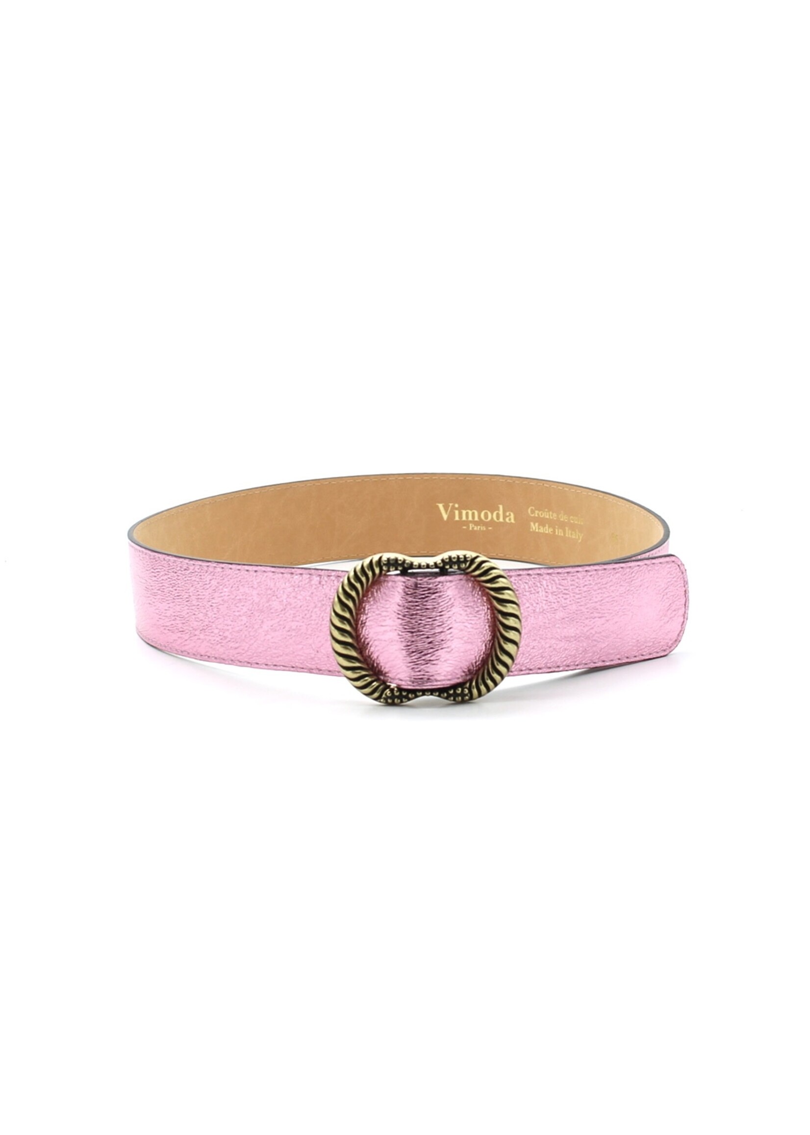 Metallic Leather belt 4.6  cm Rose