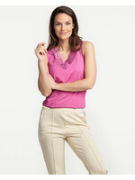 Tramontana BASIC TOP V-NECK LACE PINK