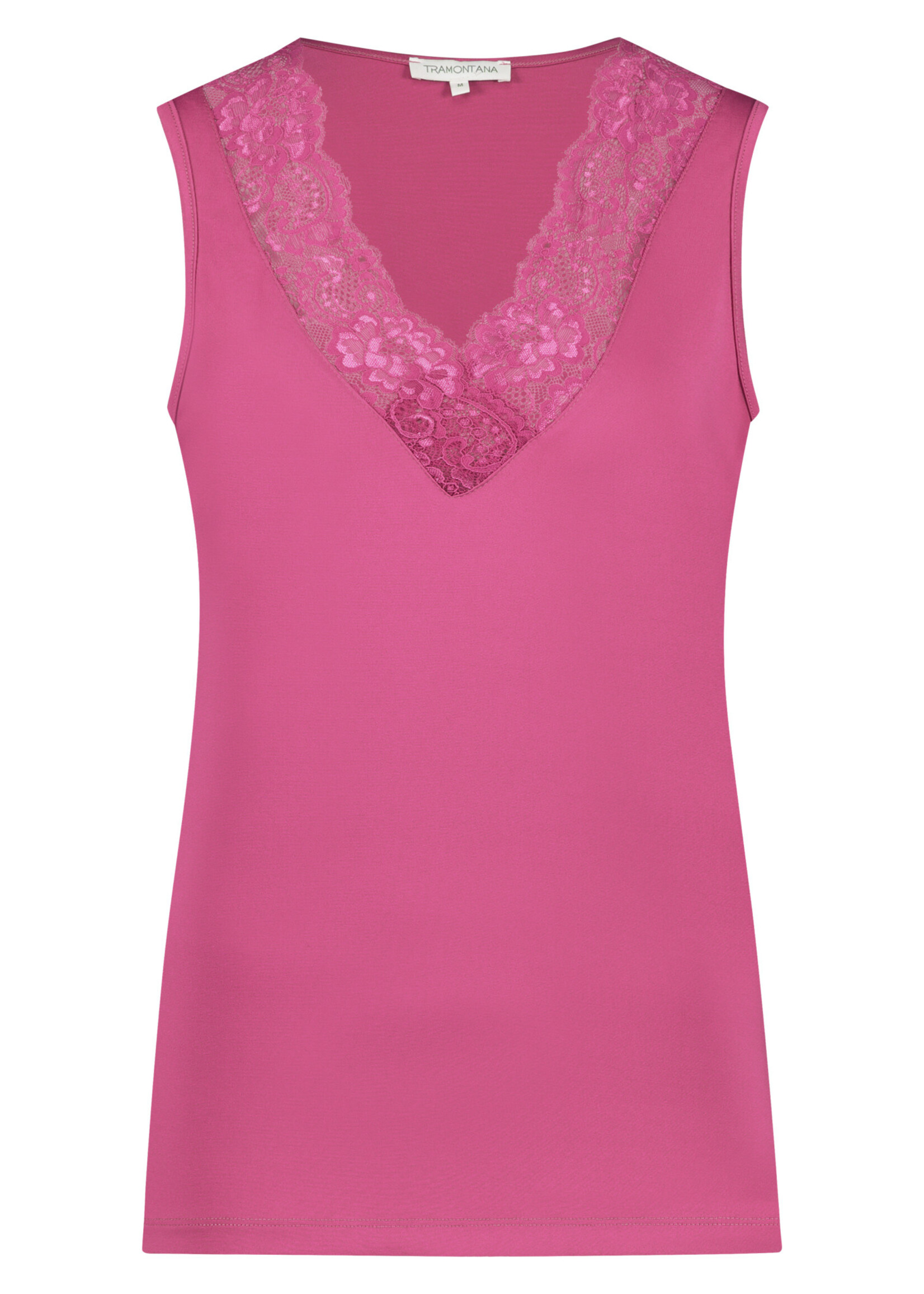 Tramontana BASIC TOP V-NECK LACE PINK