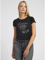 GUESS LADY T-Shirt Rose Logo Jet Black